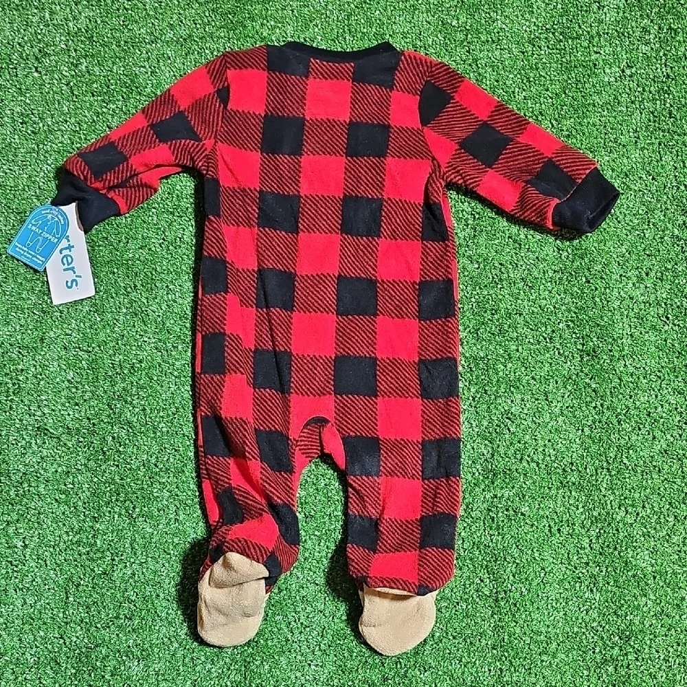 Carter's Red and Black Checkered Footie